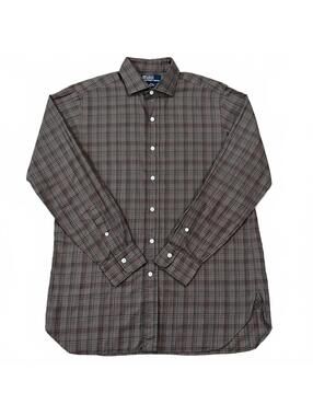 Polo Ralph Lauren Mens Estate Brown Plaid Long Sleeve Shirt Size Medium